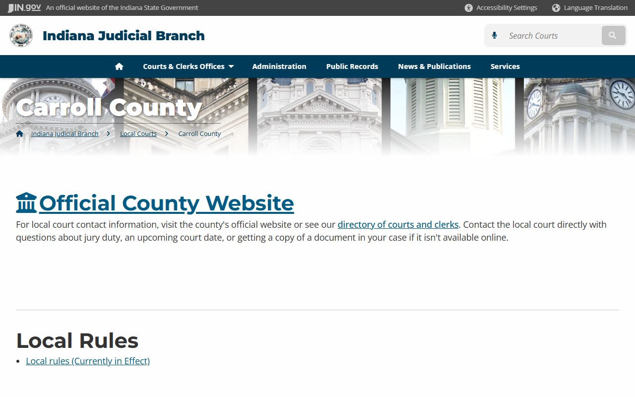 Carroll County divorce records clerk office in Delphi Indiana