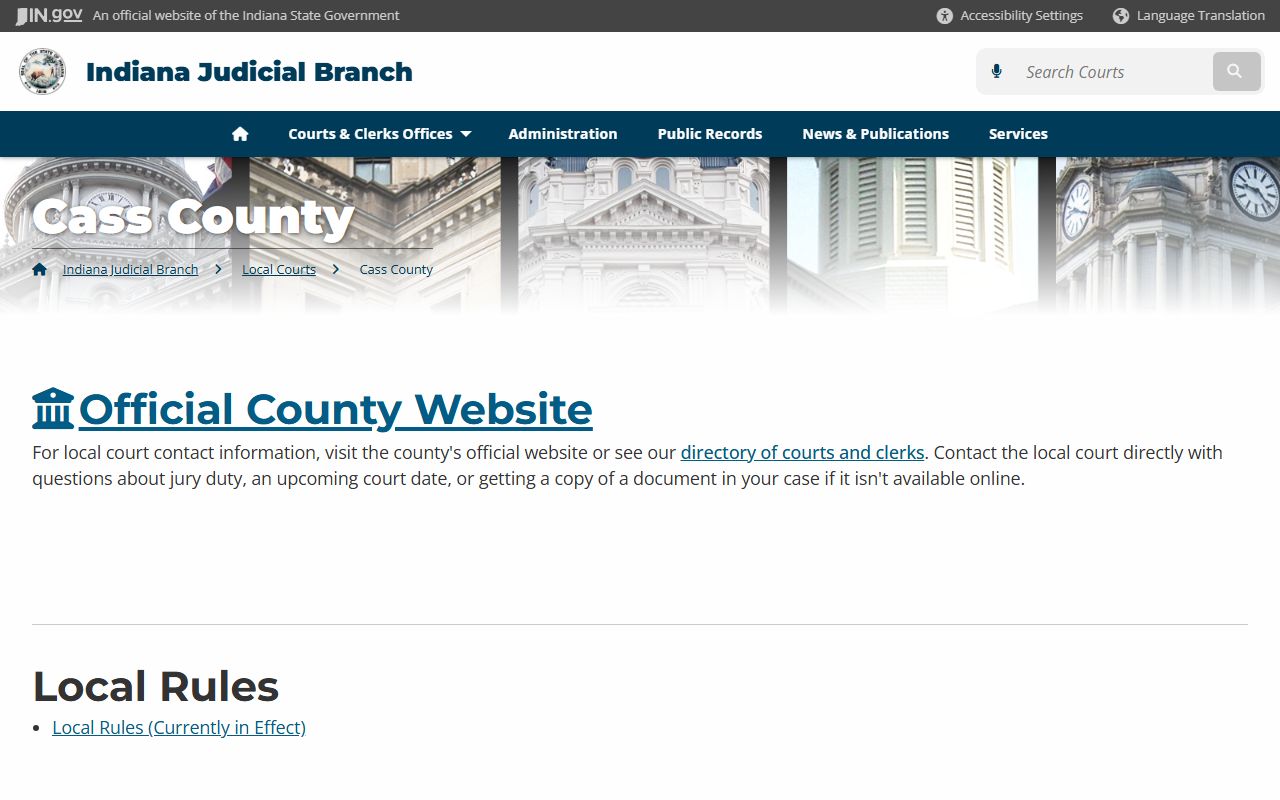 Cass County divorce records clerk office in Logansport Indiana