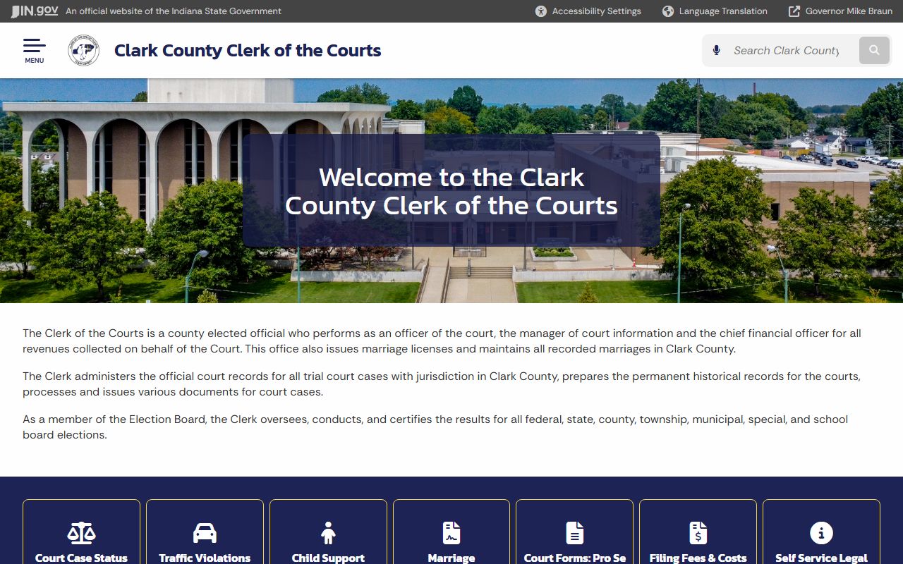 Clark County divorce records clerk of courts in Jeffersonville Indiana