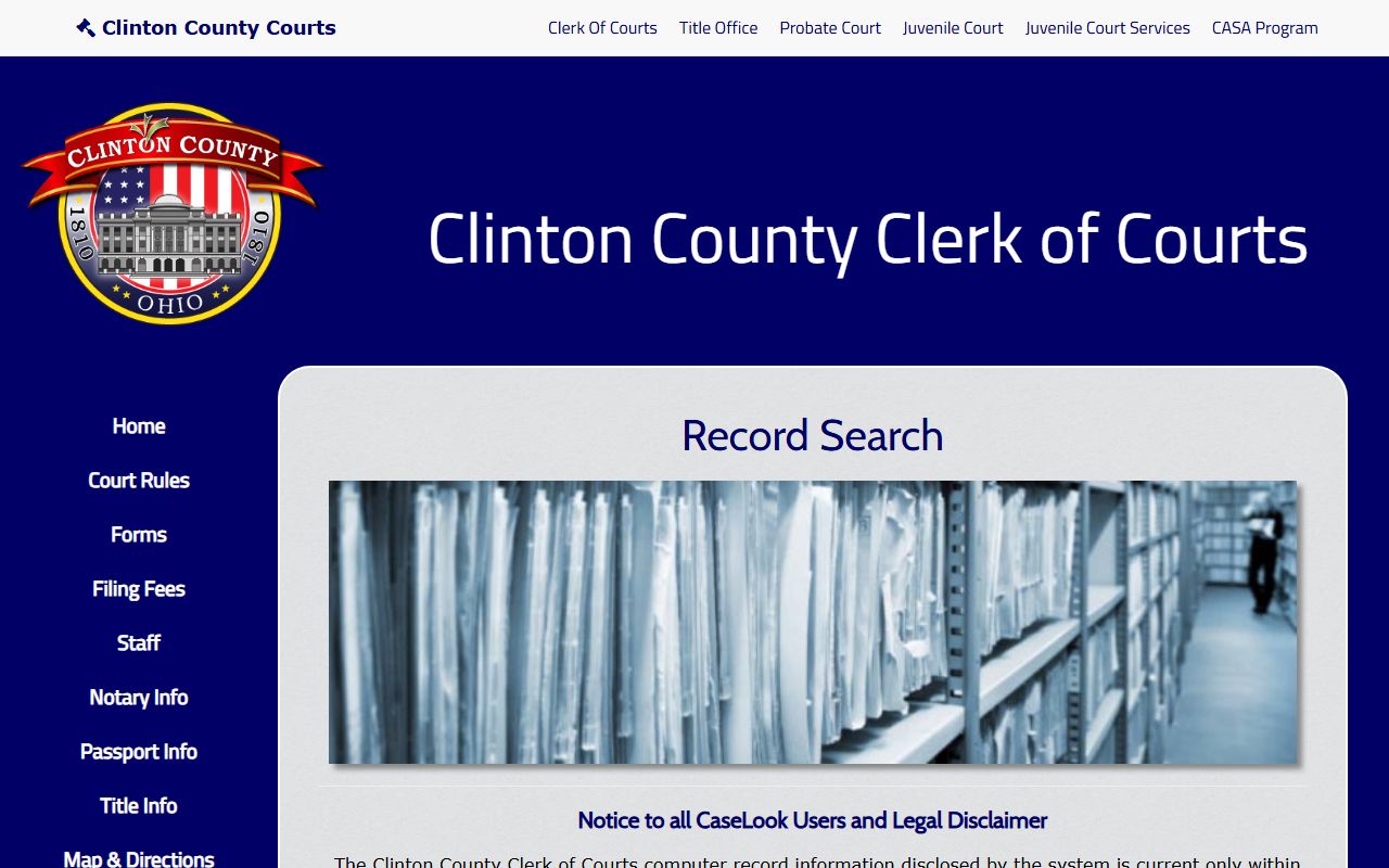 Clinton County divorce records clerk office at Courthouse Square Frankfort Indiana