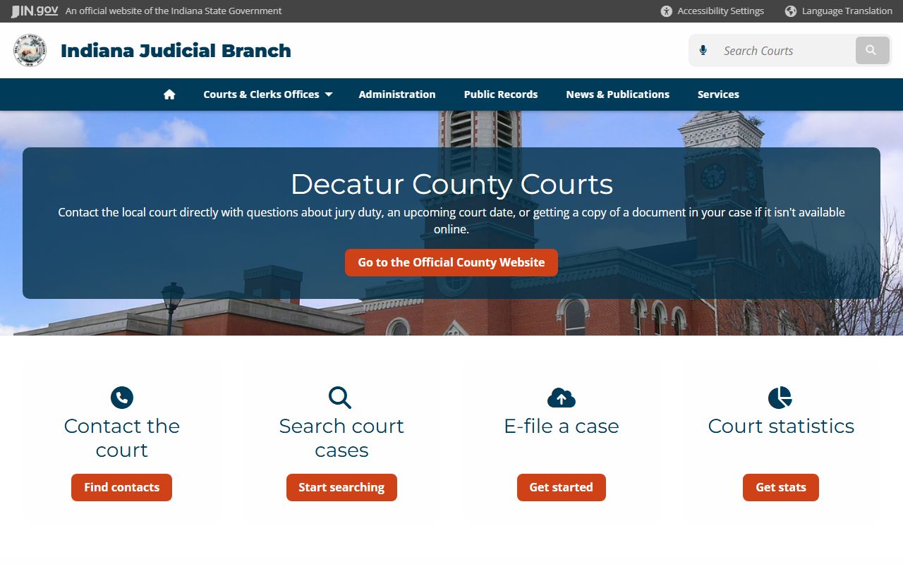 Decatur County divorce records clerk office at Courthouse Square Greensburg Indiana