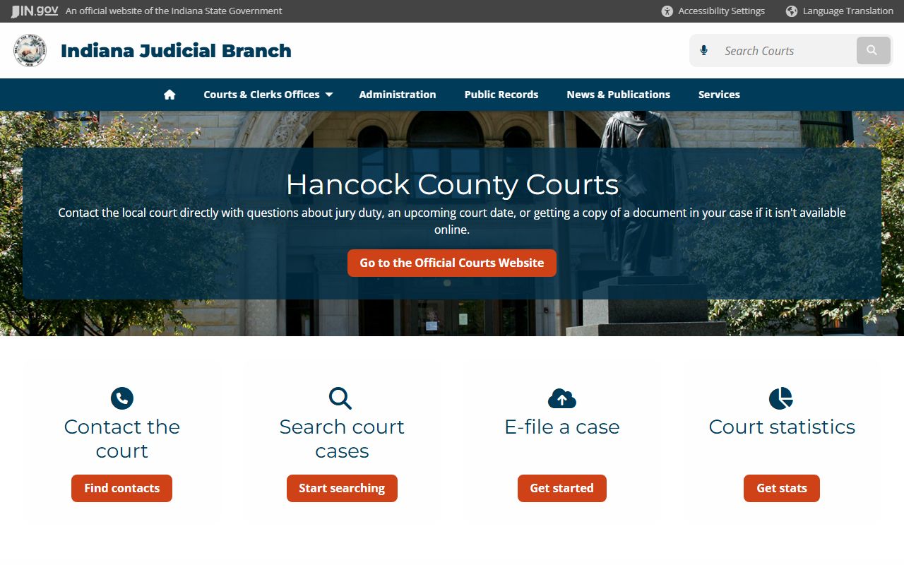 Hancock County Indiana local court resource page