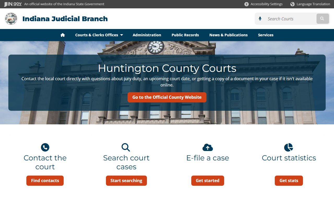 Huntington County Indiana local court resource page