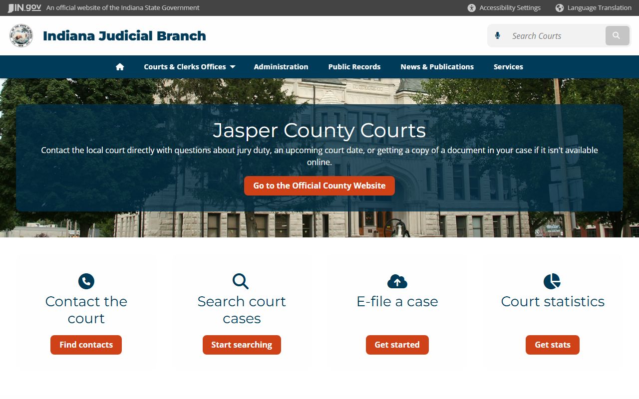 Jasper County Indiana local court resource page