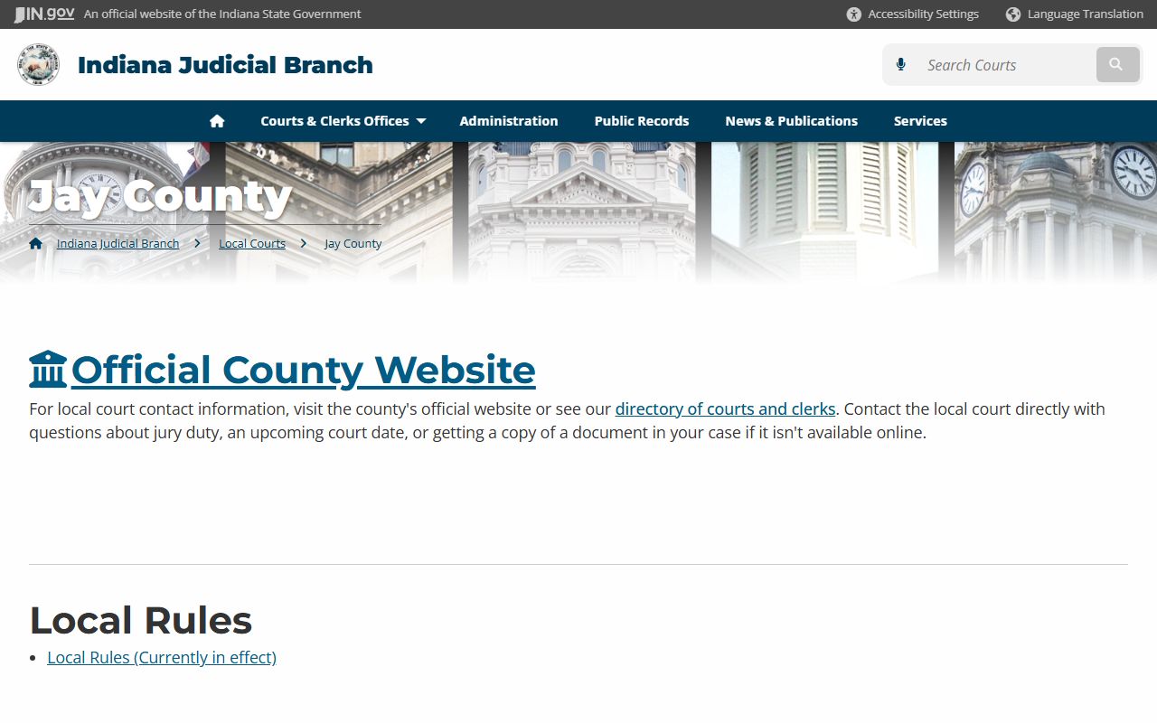 Jay County Indiana local court resource page