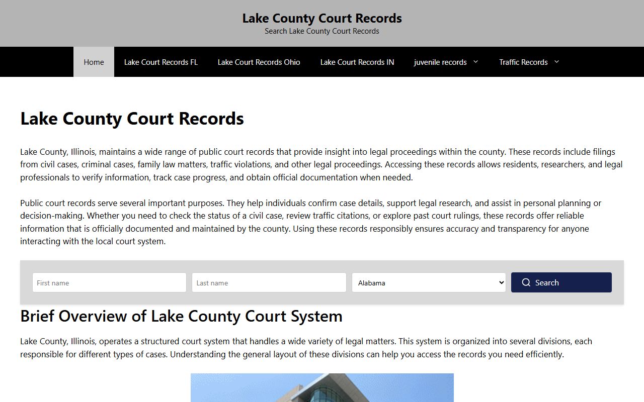 Lake County clerk office resource for divorce records