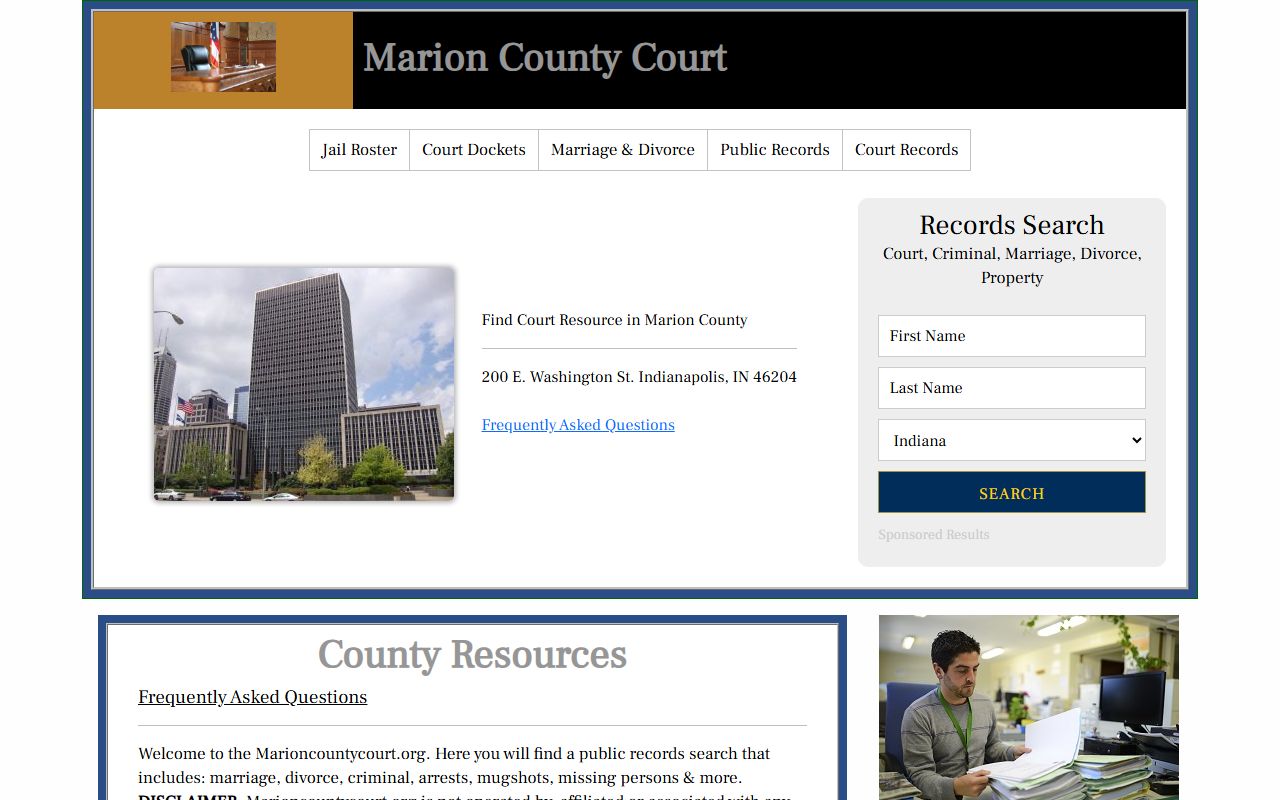 Marion County clerk office resource for divorce records