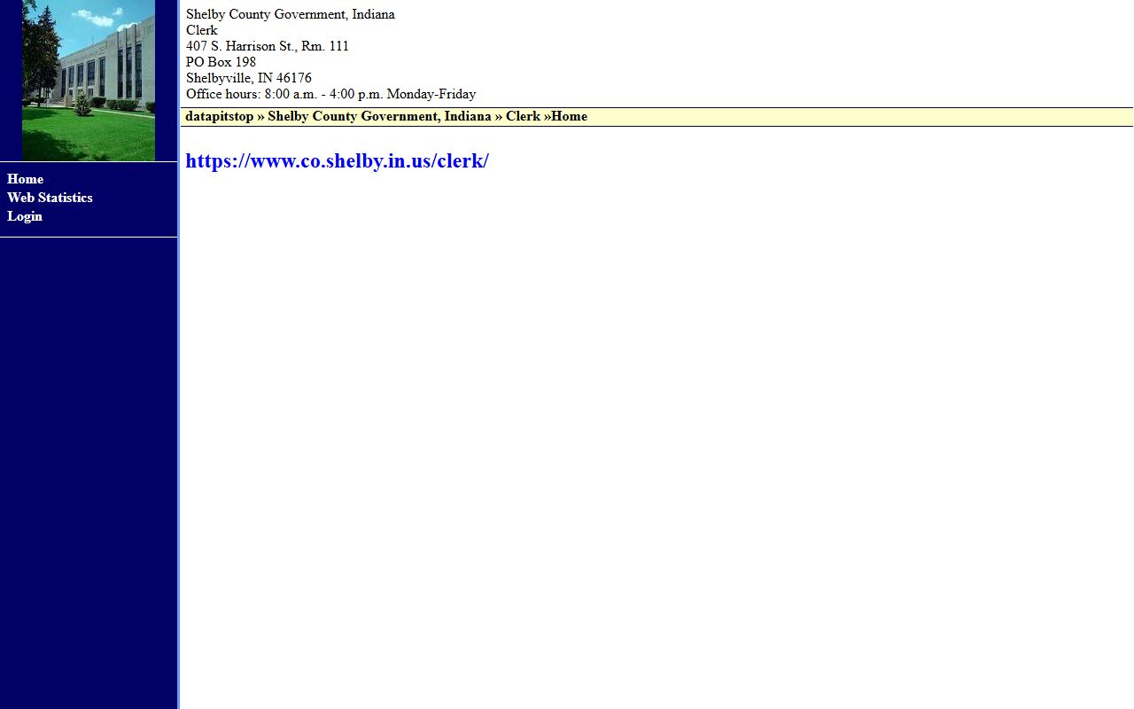 Shelby County clerk page on Indiana Courts for divorce records