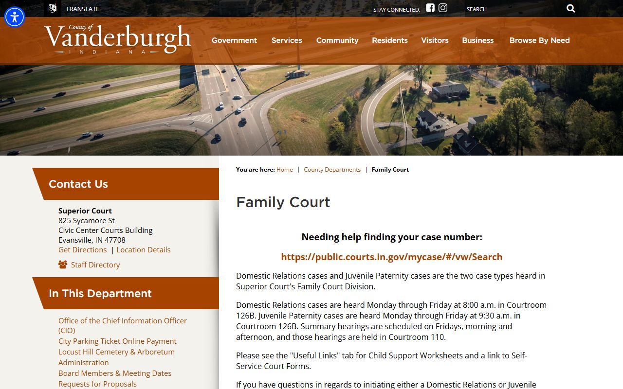 Vanderburgh County clerk office handling Evansville divorce records