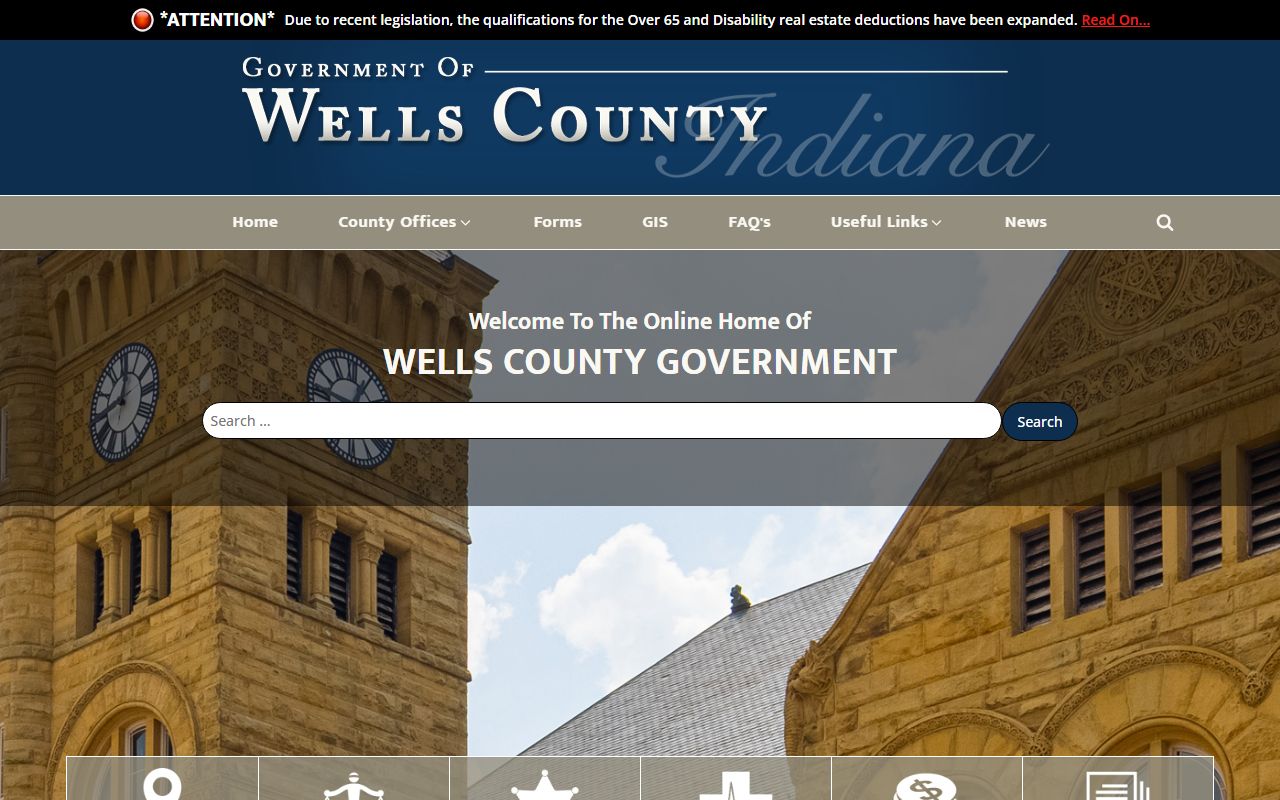 Wells County clerk page on Indiana Courts for divorce records